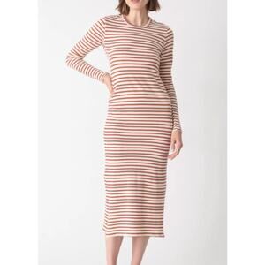 Electric & Rose Skyler Dress in Ivory Amber Stripe M